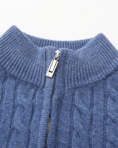 Luxurious 100% Cashmere Woven Half-Zip Sweater – Soft, Durable Men's Pullover