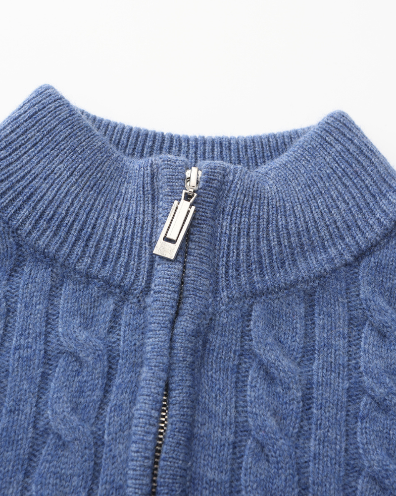Luxurious 100% Cashmere Woven Half-Zip Sweater – Soft, Durable Men's Pullover
