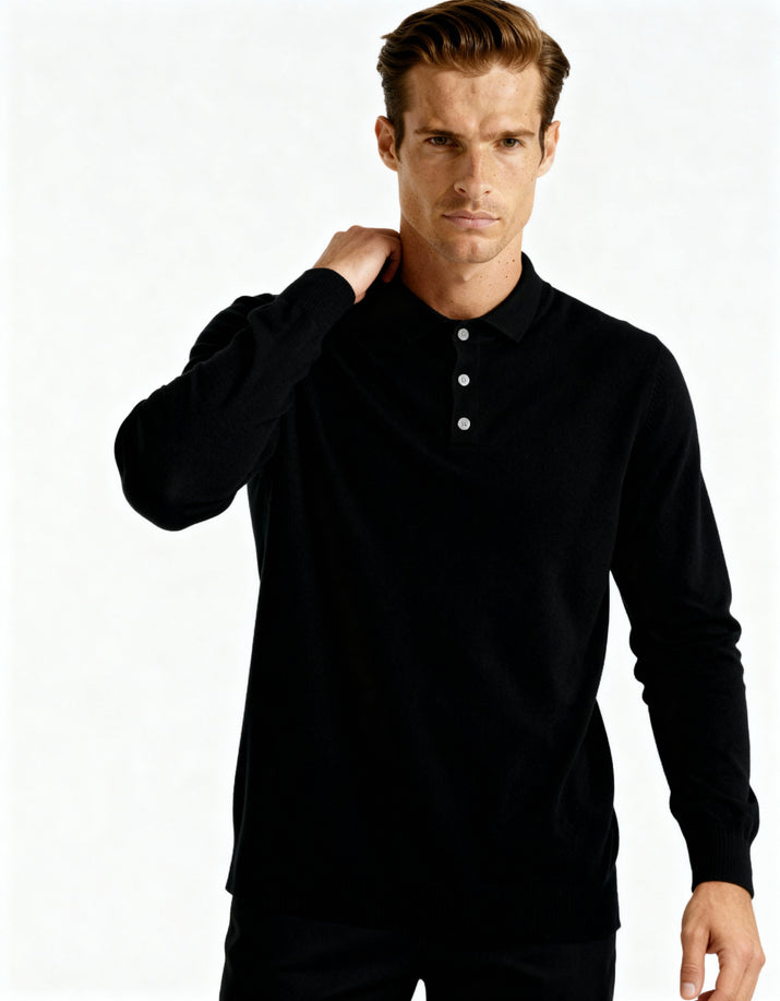 Men's Premium 100% Cashmere Polo Shirt – Soft, Luxurious, Classic, Timeless Comfort