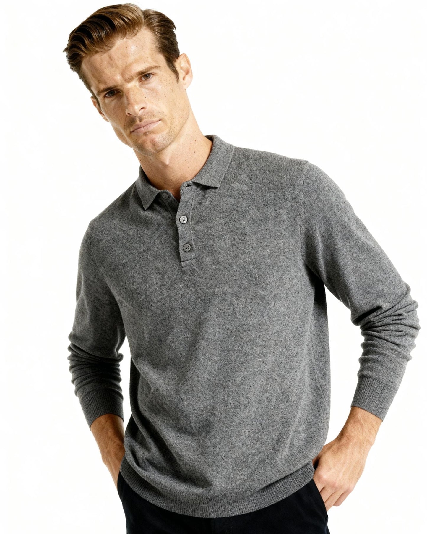 Men's Premium 100% Cashmere Polo Shirt – Soft, Luxurious, Classic, Timeless Comfort