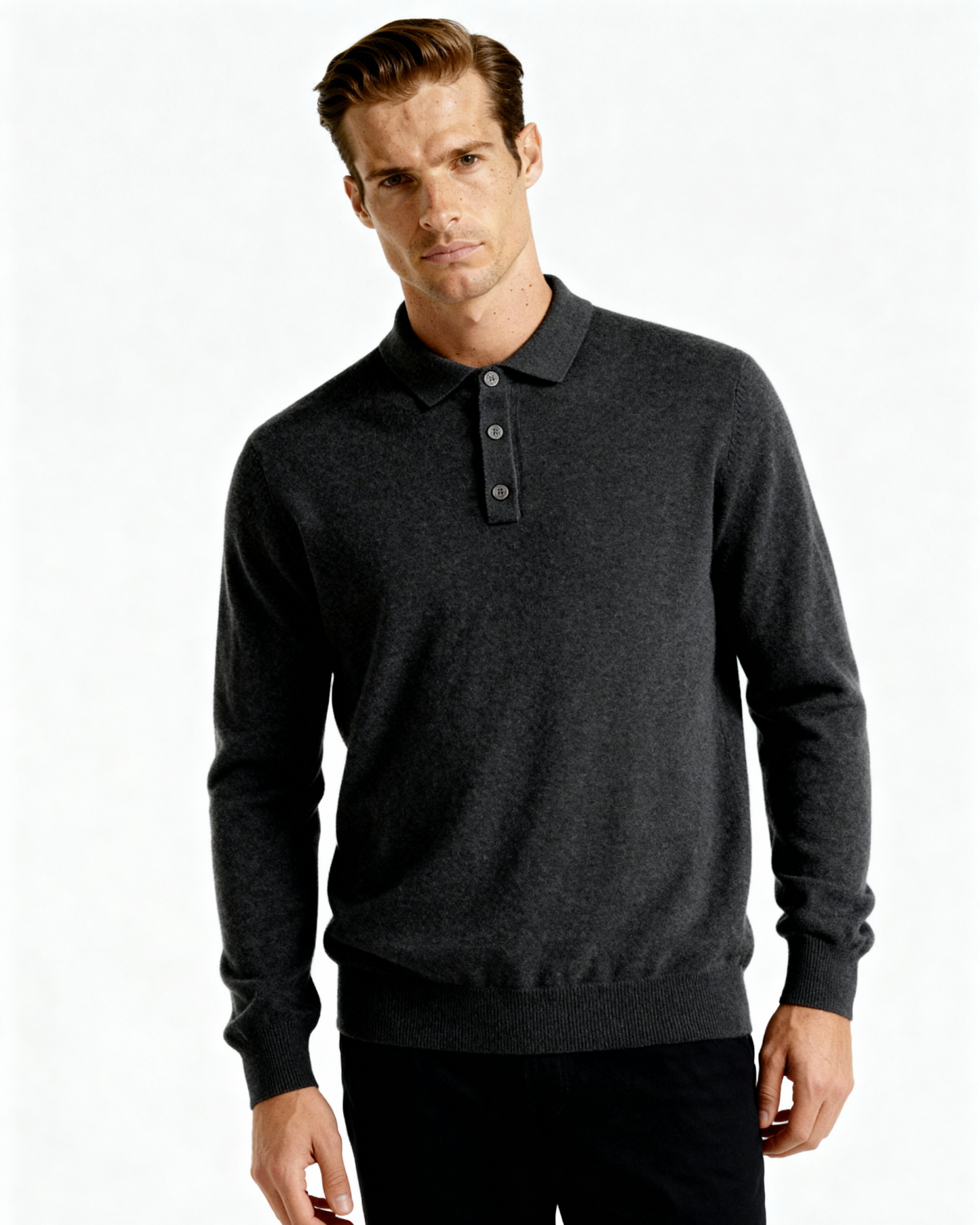 Men's Premium 100% Cashmere Polo Shirt – Soft, Luxurious, Classic, Timeless Comfort
