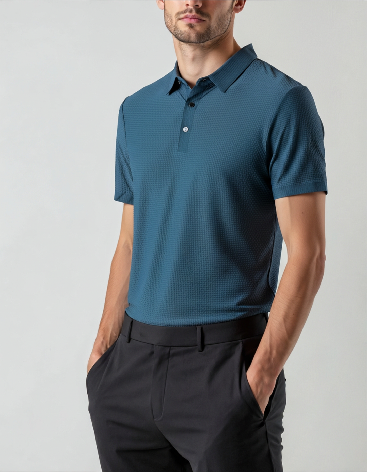 Luxurious Men's Anti-Wrinkle Silk Polo Shirt - Breathable Mesh Short Sleeves