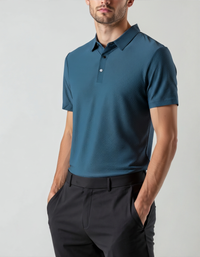 Luxurious Men's Anti-Wrinkle Silk Polo Shirt - Breathable Mesh Short Sleeves