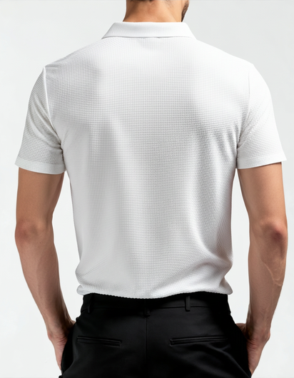 Luxurious Men's Anti-Wrinkle Silk Polo Shirt - Breathable Mesh Short Sleeves