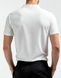 Luxurious Men's Anti-Wrinkle Silk Polo Shirt - Breathable Mesh Short Sleeves
