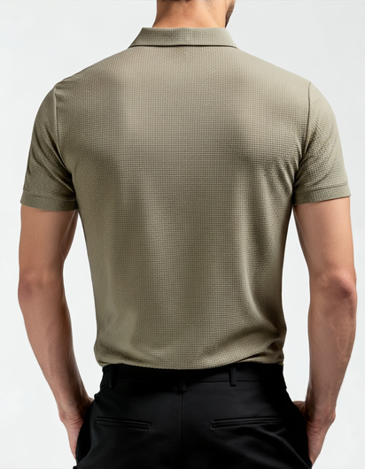 Luxurious Men's Anti-Wrinkle Silk Polo Shirt - Breathable Mesh Short Sleeves
