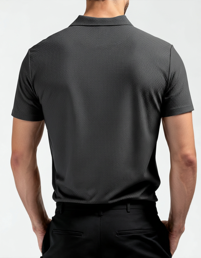 Luxurious Men's Anti-Wrinkle Silk Polo Shirt - Breathable Mesh Short Sleeves