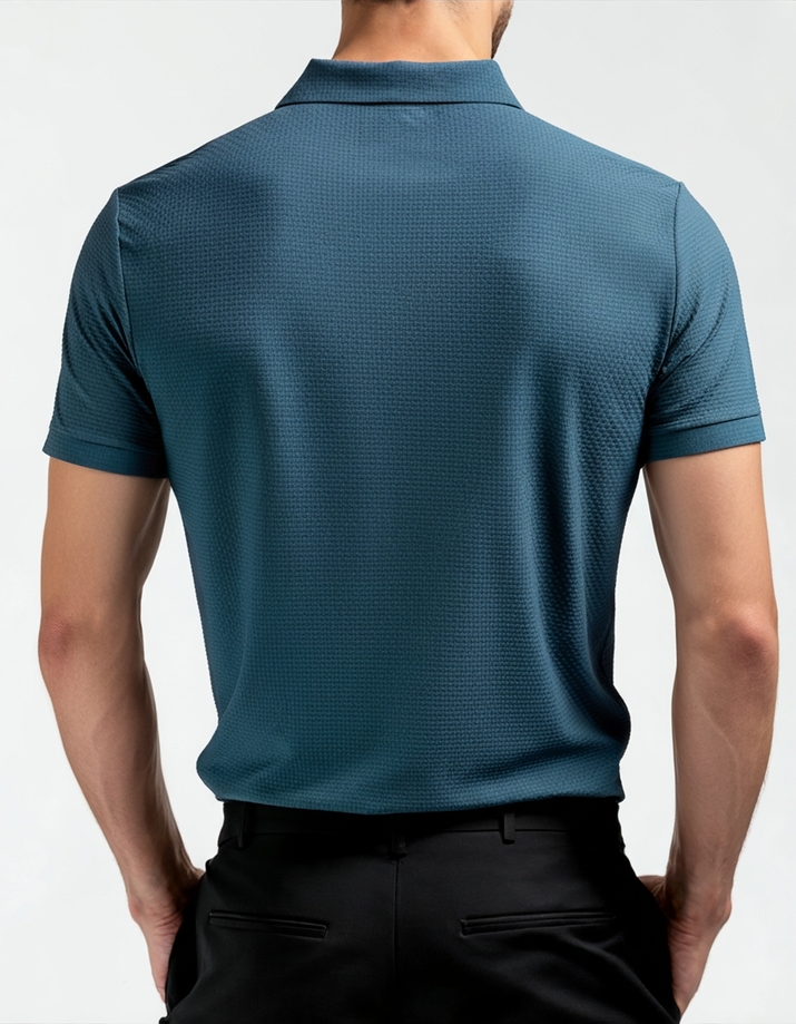 Luxurious Men's Anti-Wrinkle Silk Polo Shirt - Breathable Mesh Short Sleeves