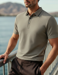 Luxurious Men's Anti-Wrinkle Silk Polo Shirt - Breathable Mesh Short Sleeves