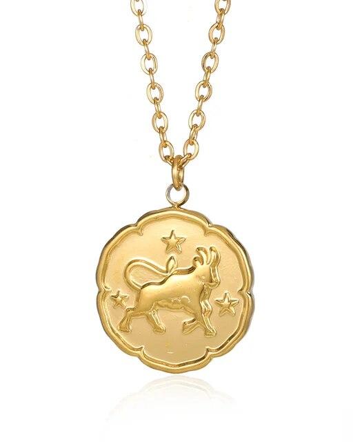 Elegant Gold Zodiac Sign Necklace - Personalized Constellation Astrology Charm Jewelry