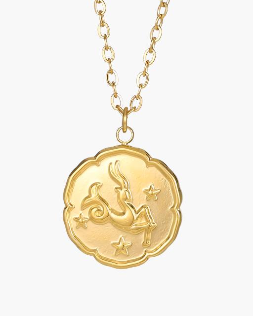 Elegant Gold Zodiac Sign Necklace - Personalized Constellation Astrology Charm Jewelry