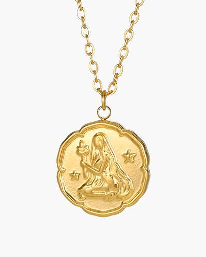 Elegant Gold Zodiac Sign Necklace - Personalized Constellation Astrology Charm Jewelry