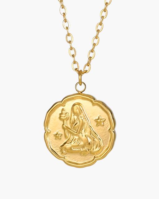 Elegant Gold Zodiac Sign Necklace - Personalized Constellation Astrology Charm Jewelry
