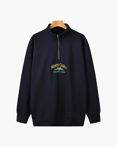 Monte Carlo Vintage Quarter-Zip Pullover: Premium Fleece, Embroidered Logo, Classic Comfort