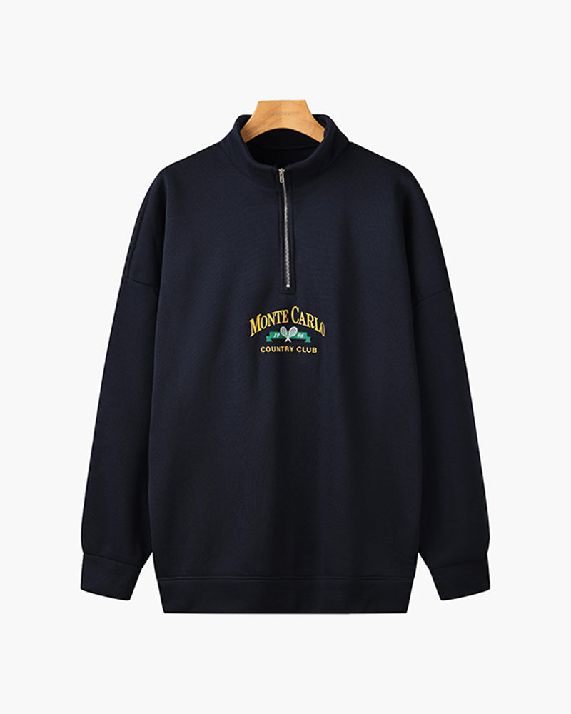 Monte Carlo Vintage Quarter-Zip Pullover: Premium Fleece, Embroidered Logo, Classic Comfort