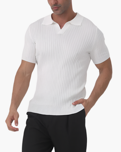 Florence Men's Premium Ribbed Cotton Polo Shirt Breathable Smart Casual Top