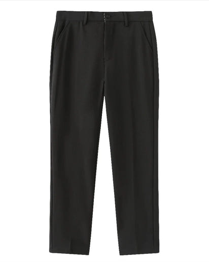 Men's Elegant Winter Walk Outfit: Gray Zip-Up, Black Pants, Suede Loafers