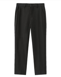 Men's Elegant Winter Walk Outfit: Gray Zip-Up, Black Pants, Suede Loafers