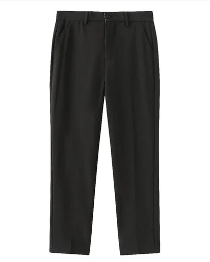 Men's Premium Black Winter Dinner Outfit: Wool Polo, Stretchy Pants, Loafers