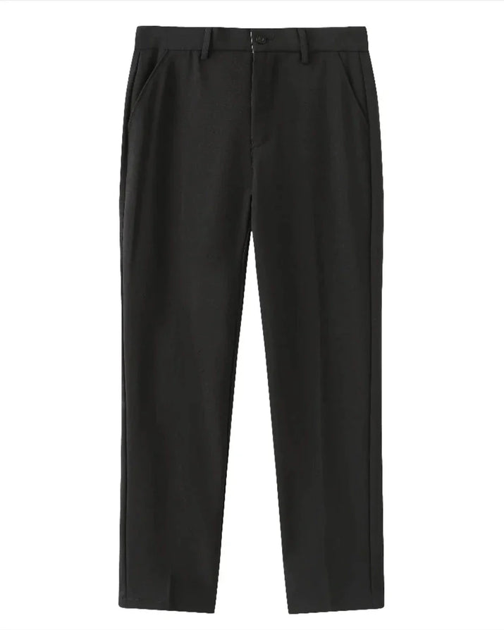 Men's Premium Black Winter Dinner Outfit: Wool Polo, Stretchy Pants, Loafers