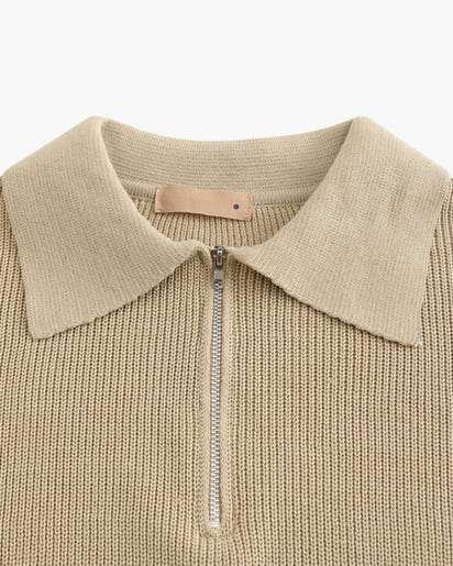 Men's Cesare Half Zip Knitted Sweater - Premium Cotton for Winter Style