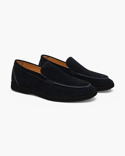Premium Men's Suede Slip-On Loafers with Distinctive Black Soles