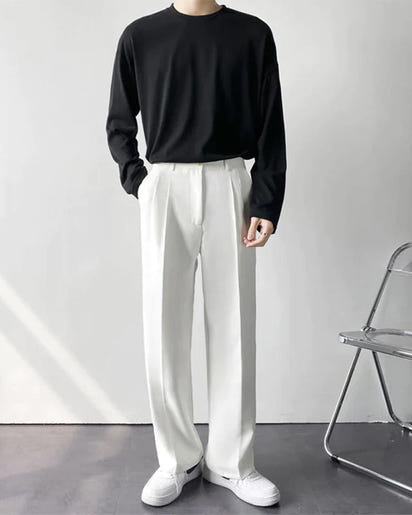 Old Money Paris Wide Fit Pantalon: Relaxed Tailoring, Cotton Blend, Pockets
