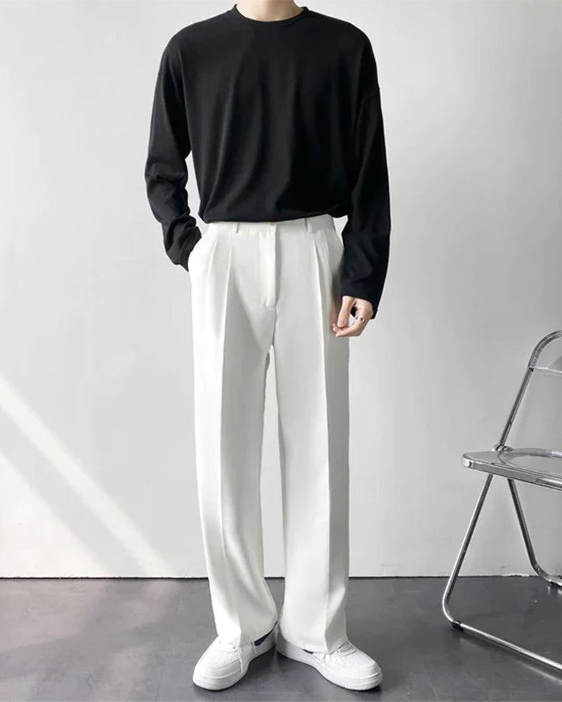 Old Money Paris Wide Fit Pantalon: Relaxed Tailoring, Cotton Blend, Pockets