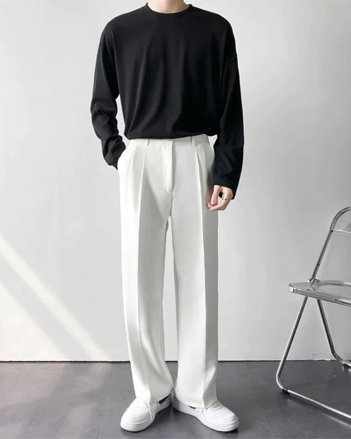 Old Money Paris Wide Fit Pantalon: Relaxed Tailoring, Cotton Blend, Pockets