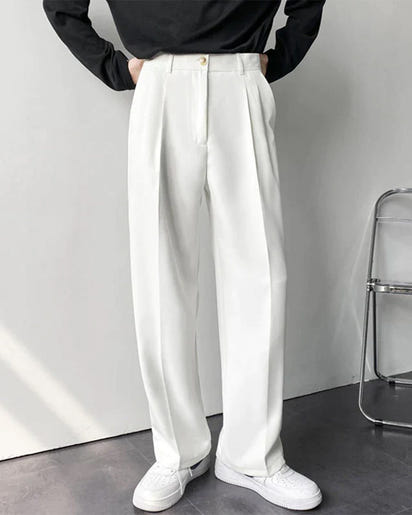 Old Money Paris Wide Fit Pantalon: Relaxed Tailoring, Cotton Blend, Pockets