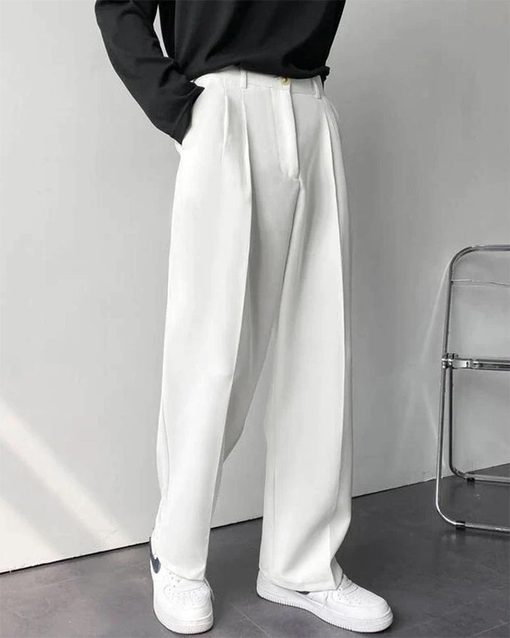 Old Money Paris Wide Fit Pantalon: Relaxed Tailoring, Cotton Blend, Pockets