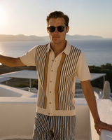 Men's Monte Carlo Striped Knit Polo Shirt - Breathable, Classic, Summer Style
