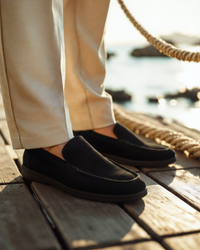 Premium Men's Suede Slip-On Loafers with Distinctive Black Soles