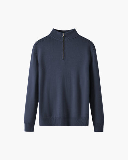 Luxurious 100% Merino Wool Half-Zip Sweater: Warm, Soft, Breathable, Classic Men's Pullover